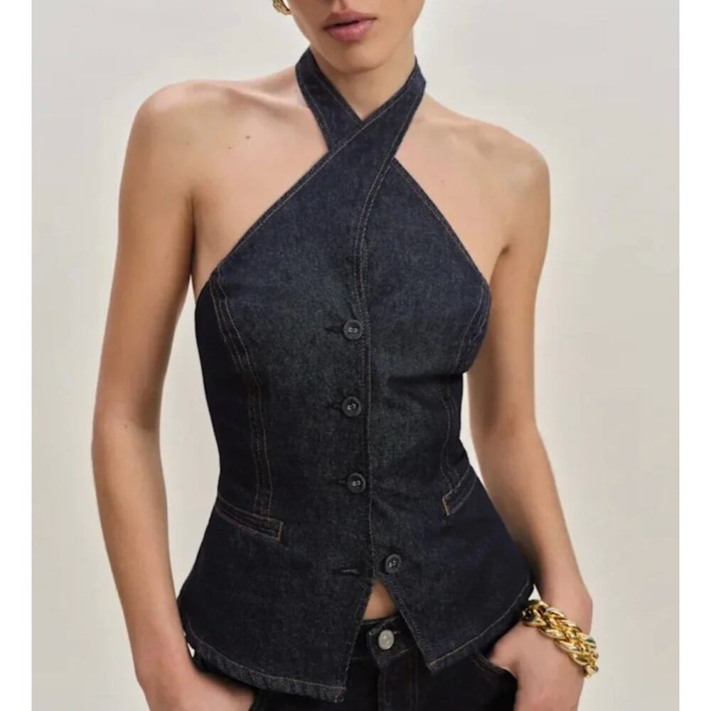 REFORMATION Tate Denim Top Size 6 NEW